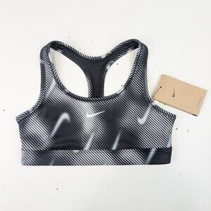 Nike Swoosh Dri-Fit Pro Girls Medium Sports Bra Top - Black/White